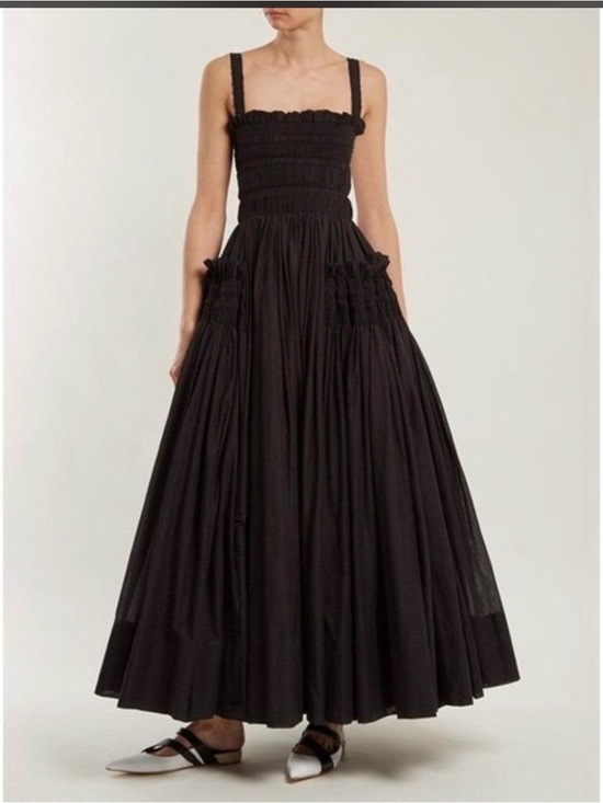 Dresses & Skirts - Black Smocked Cotton Maxi flare skirt dress Dress